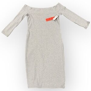 Hot Kiss Women’s Off-the-Shoulder Ribbed Sweater Dress - Heather Gray, XL, NWT